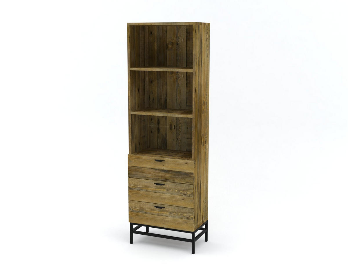 REGAL  60/200/35 cm Pinienfarben  - Schwarz/Pinienfarben, Trend, Holz/Metall (60/200/35cm) - home24