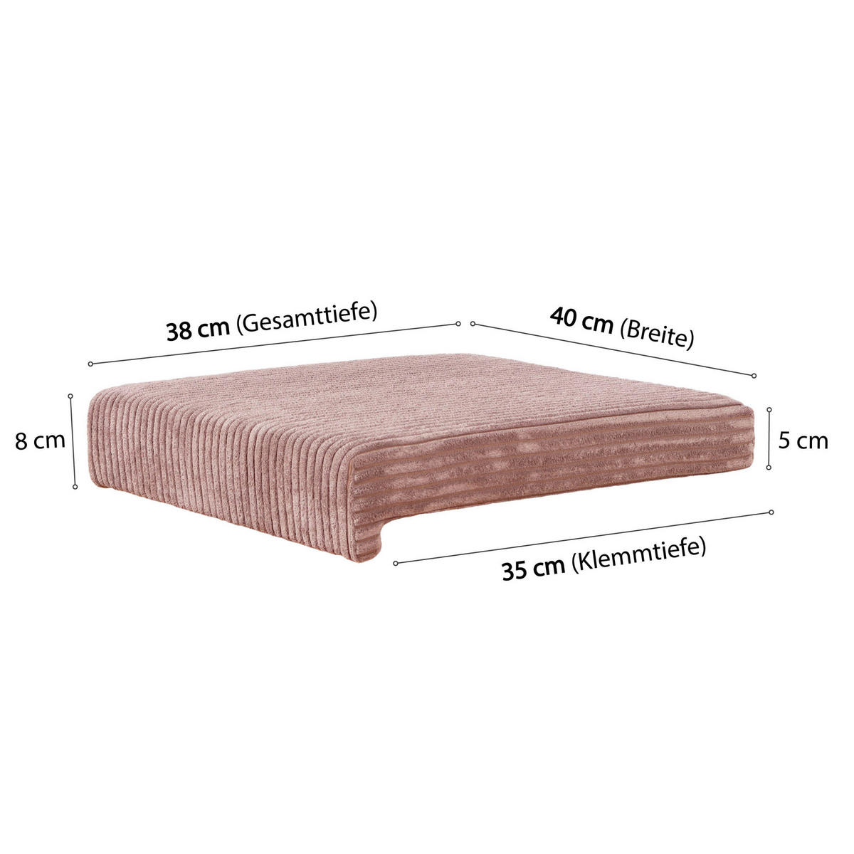 KLEMMKISSEN 2er Set 40/35/38/5/8 cm  - Altrosa, Basics, Textil (40/35/38/5/8cm)