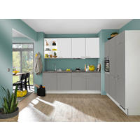 ECKKÜCHE 240/180 cm  in Weiß, Dunkelgrau  - Edelstahlfarben/Dunkelgrau, Design, Holzwerkstoff/Metall (240/180cm) - Xora