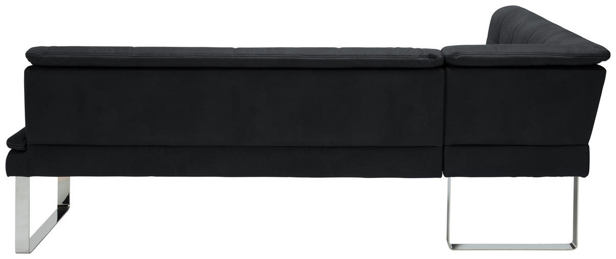 ECKBANK 174/233 cm  in Schwarz, Chromfarben  - Chromfarben/Schwarz, Design, Textil/Metall (174/233cm) - Novel