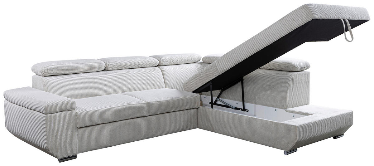 ECKSOFA LARS I Creme Cord  - Chromfarben/Creme, Design, Kunststoff/Textil (264/215cm) - Livetastic