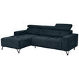 ECKSOFA in Chenille Petrol  - Petrol/Schwarz, KONVENTIONELL, Textil/Metall (178/264cm) - Hom`in