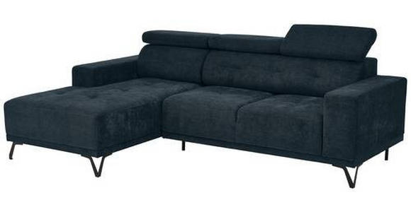 ECKSOFA in Chenille Petrol  - Petrol/Schwarz, KONVENTIONELL, Textil/Metall (178/264cm) - Hom`in