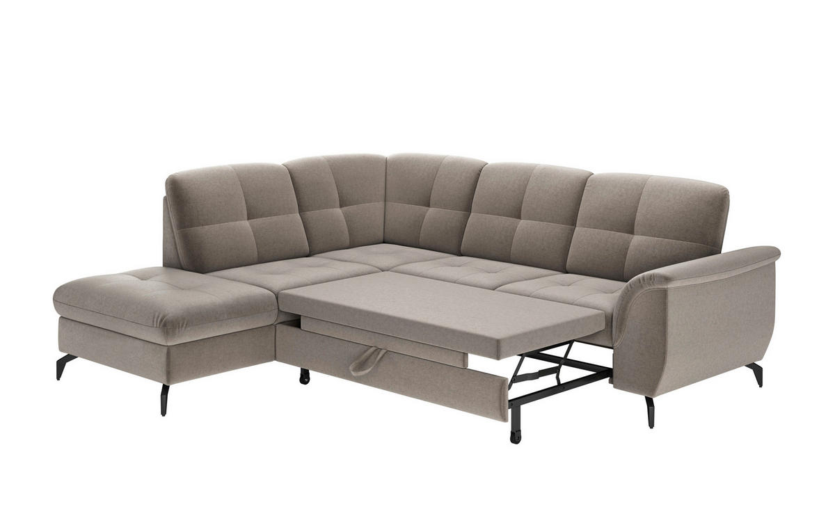 ECKSOFA in Flachgewebe Taupe  - Taupe/Schwarz, Modern, Textil/Metall (212/244cm) - Sit & More