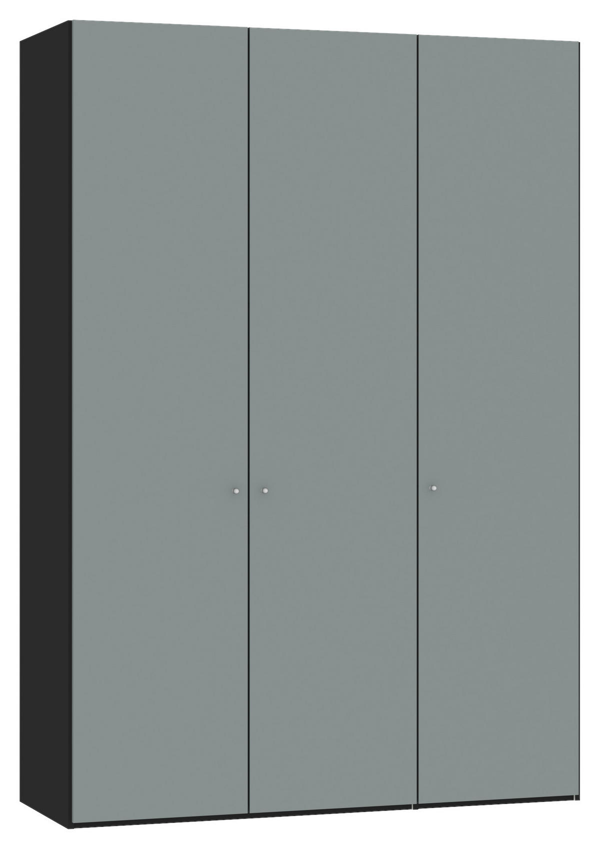 DREHTÜRENSCHRANK 152/220/59 cm 3-türig Schwarz, Salbeigrün  - Salbeigrün/Silberfarben, Design, Holzwerkstoff/Metall (152/220/59cm) - Jutzler