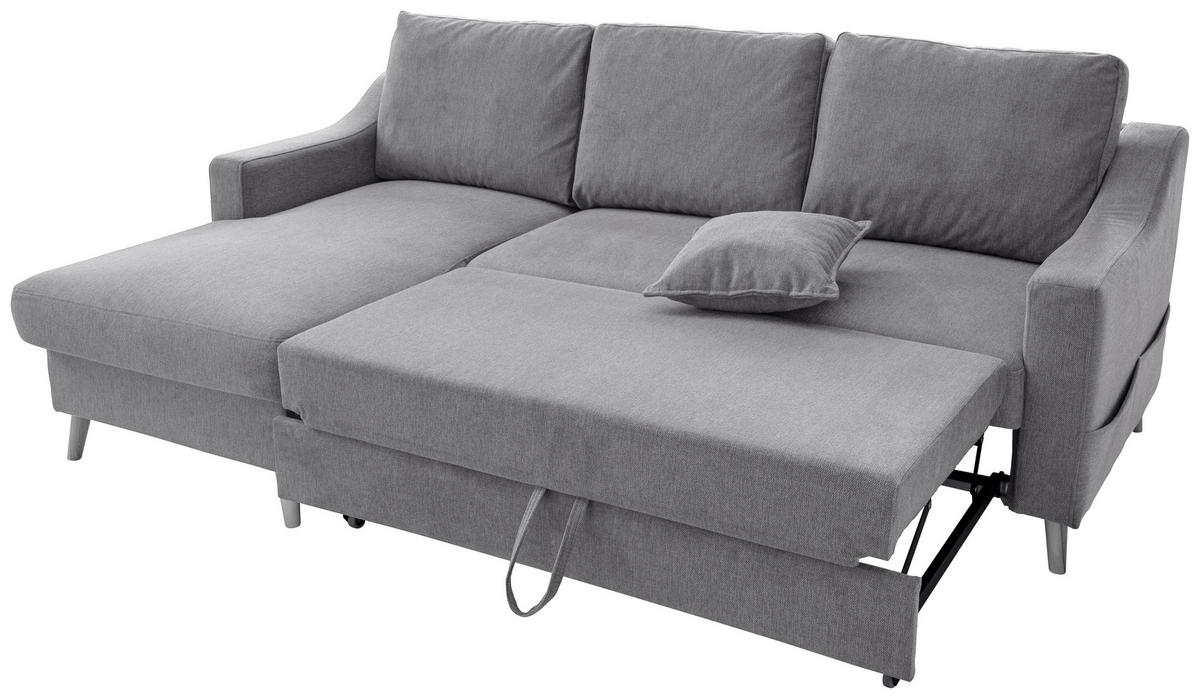 ECKSOFA in Chenille Dunkelgrau  - Dunkelgrau/Naturfarben, Modern, Holz/Textil (150/228cm) - Livetastic