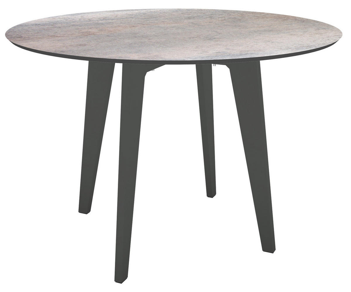 GARTENTISCH 110/110/75 cm Kunststoff rund  - Anthrazit/Braun, Design, Kunststoff/Metall (110/110/75cm) - Stern