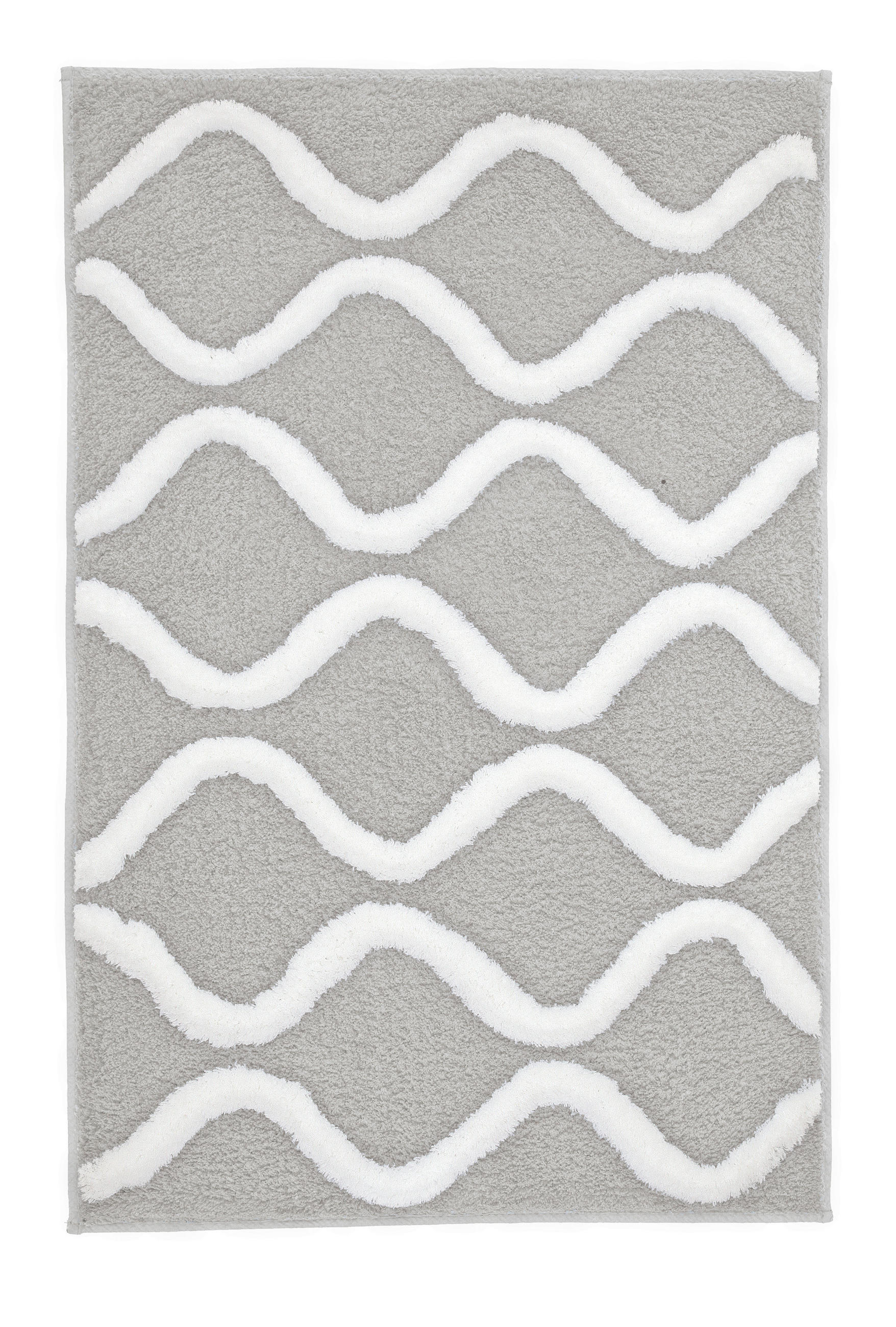 BADTEPPICH Grau, Weiß 55/65 cm  - Weiß/Grau, Basics, Kunststoff/Textil (55/65cm) - Kleine Wolke