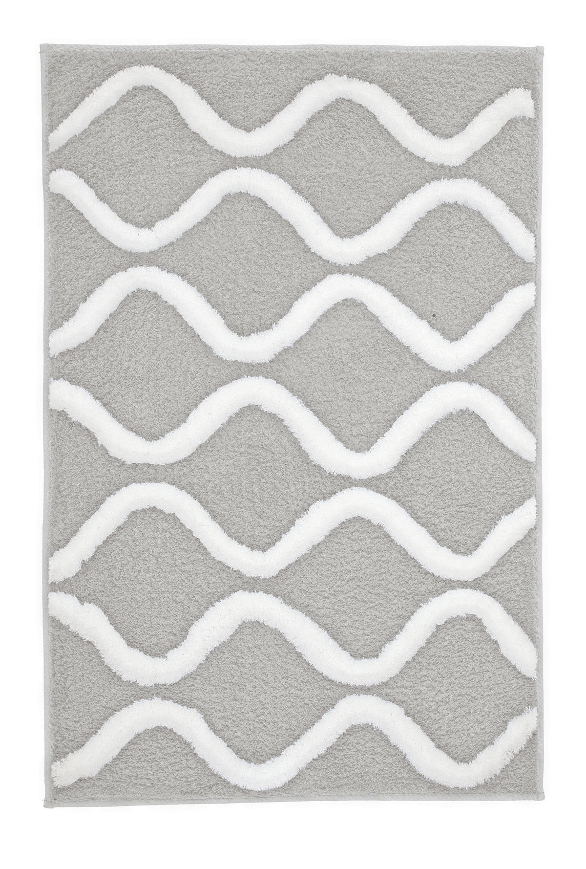 FÜRDŐSZOBASZŐNYEG  55/65 cm  szürke, fehér   - fehér/szürke, Basics, műanyag/textil (55/65cm) - Kleine Wolke