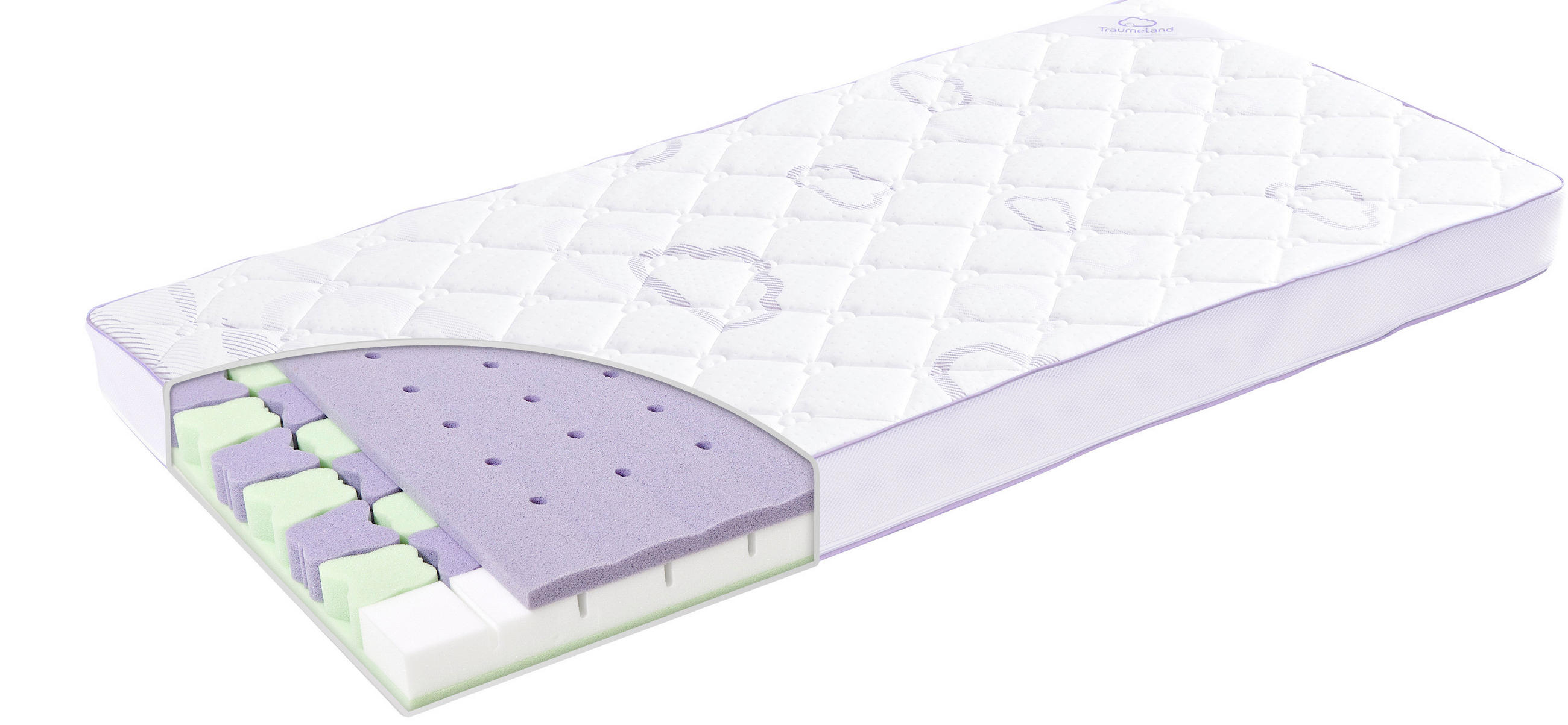 KINDERMATRATZE Schmetterling  60/120 cm    - Violett/Weiß, Basics, Textil (60/120cm) - Träumeland