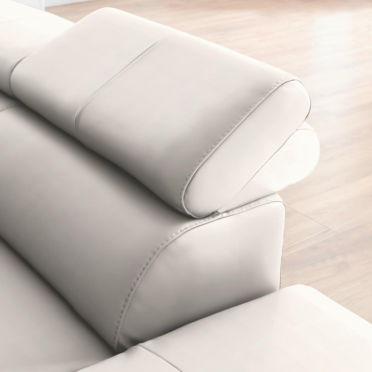 ECKSOFA Echtleder Creme  - Creme/Schwarz, Design, Leder/Metall (256/220cm) - Celina Home