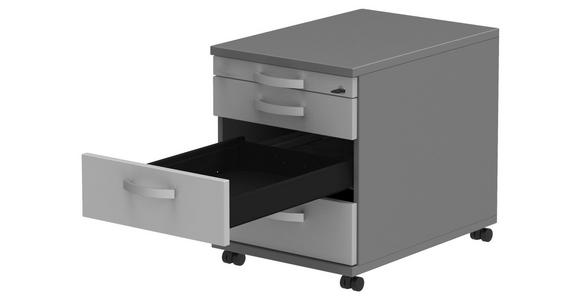 ROLLCONTAINER Anthrazit, Grau, Alufarben - Anthrazit/Alufarben, KONVENTIONELL, Holzwerkstoff/Metall (42,7/54,4/60cm) - Moderano