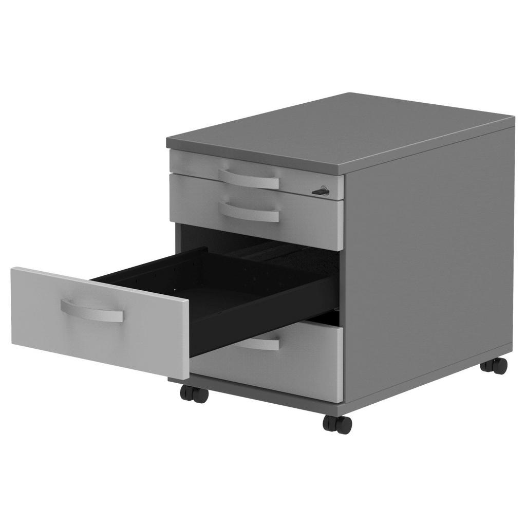 Thumbnail - Moderano Rollcontainer, Anthrazit, Grau, Alu, Metall, 4 Schubladen, 42.7x54.4x60 cm, Made in Germany, Typenauswahl, Beim...