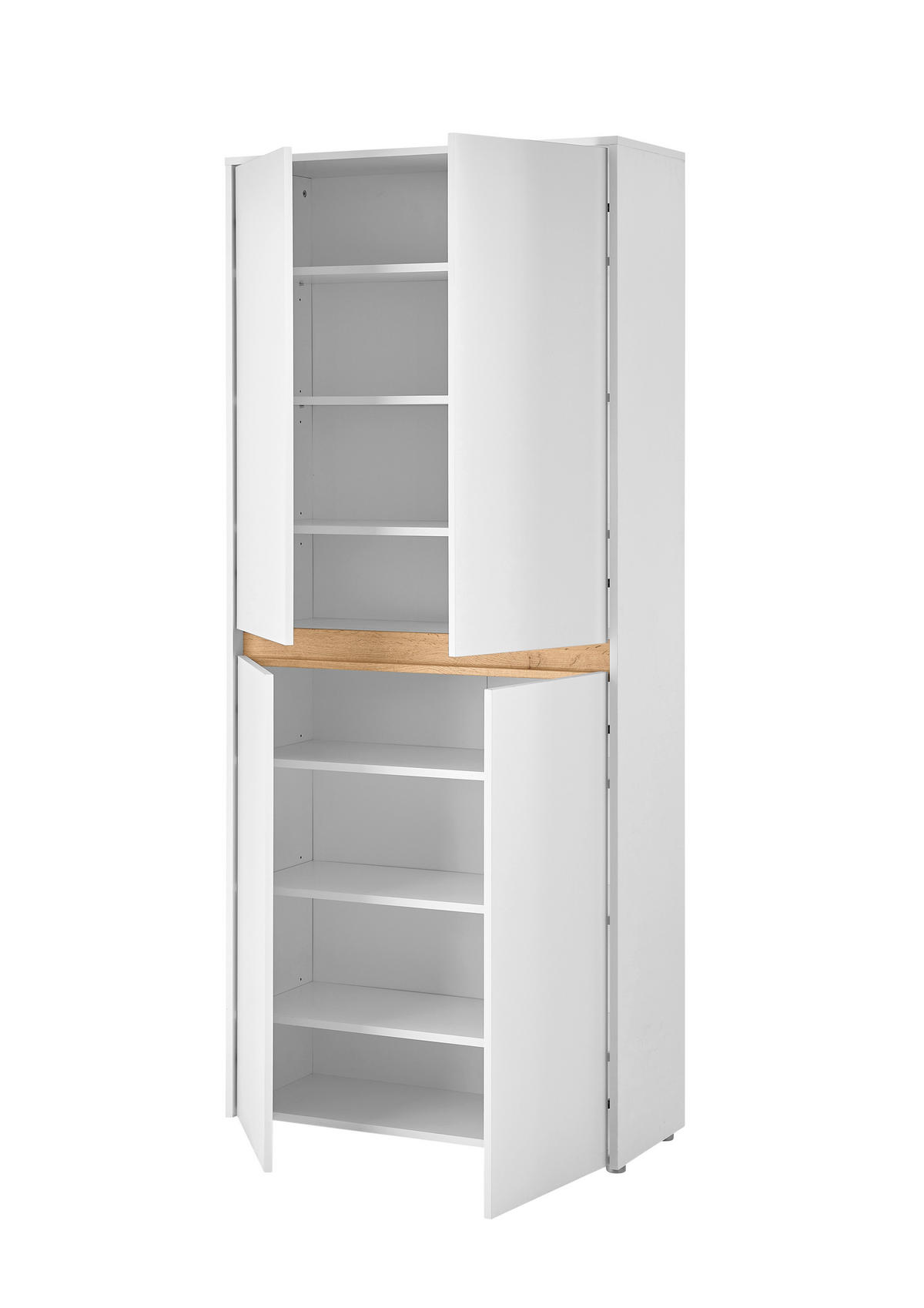 SCHUHSCHRANK Weiß, Eiche Wotan  - Eiche Wotan/Schwarz, Design, Holzwerkstoff/Kunststoff (85/195/35cm) - Modante