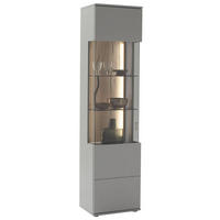 VITRINE in furniert Grau, Eichefarben  - Eichefarben/Schwarz, Design, Glas/Holzwerkstoff (50/207/38cm) - MID.YOU