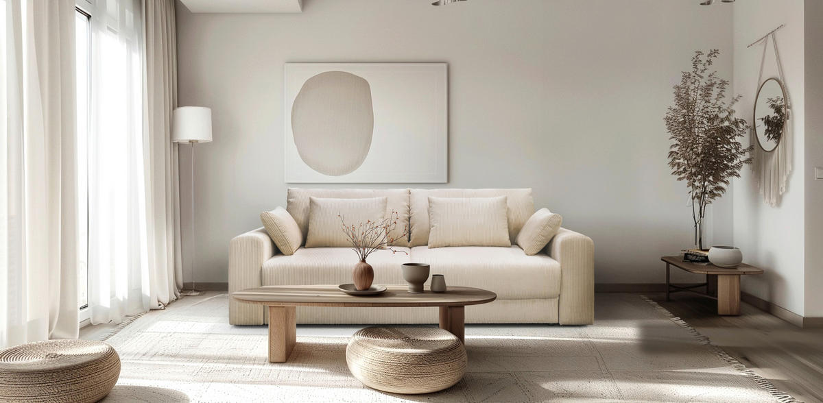 3-SITZER-SOFA MEGA Cord Beige  - Beige/Schwarz, Design, Textil (252cm) - MID.YOU