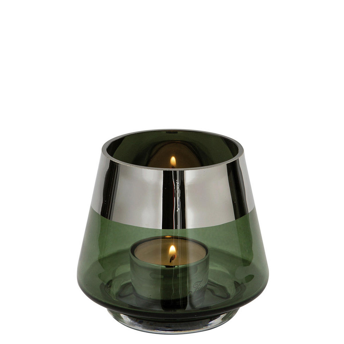 TEELICHTHALTER  - Dunkelgrün, Basics, Glas (11/9cm) - Fink
