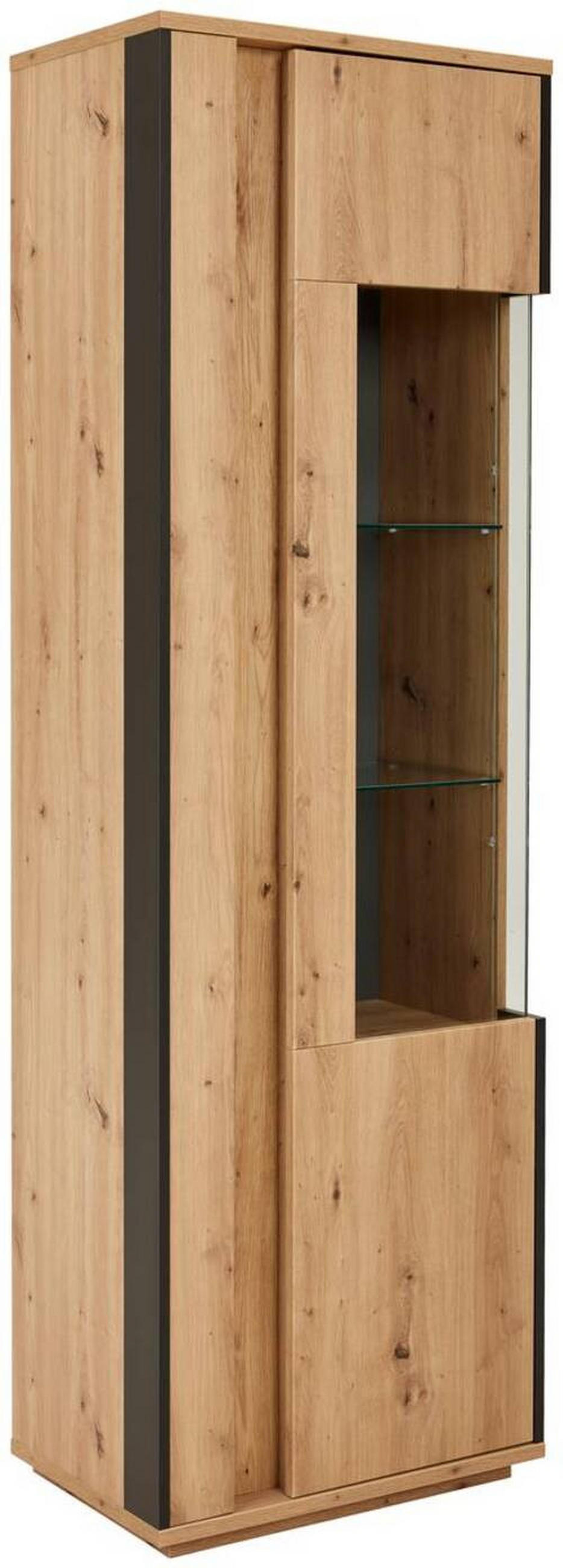VITRINE in Anthrazit, Eiche Artisan  - Anthrazit/Eiche Artisan, Design, Glas/Holzwerkstoff (64/200/41cm) - Cantus