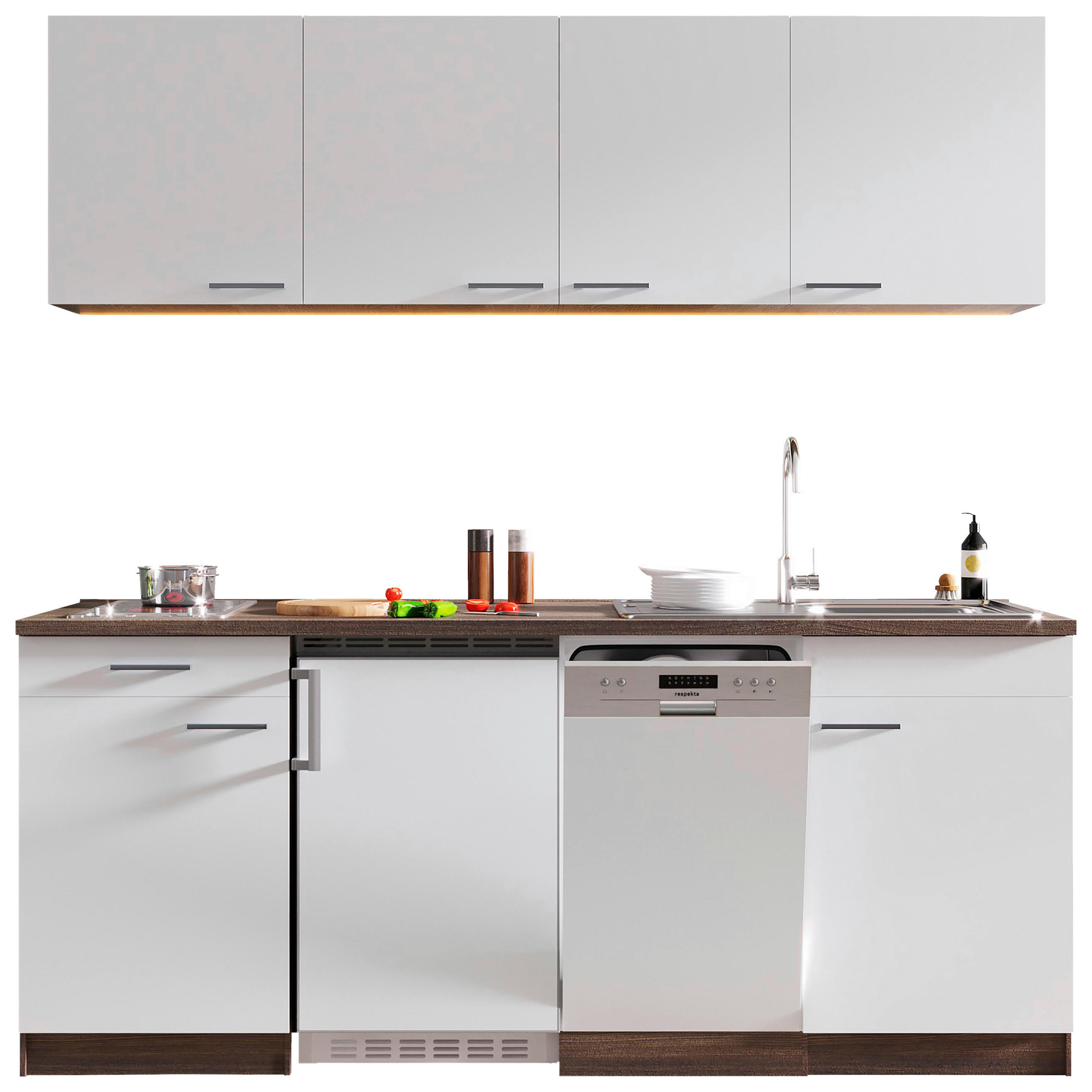 KÜCHENBLOCK 195 cm   in Weiß, Eichefarben  - Eichefarben/Weiß, Basics, Holzwerkstoff (195cm) - Respekta