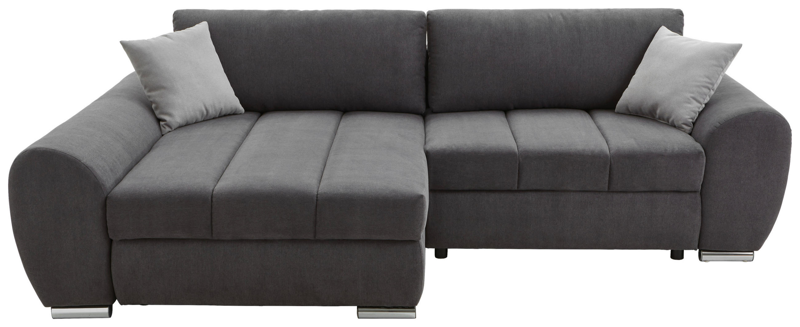 ECKSOFA Dunkelgrau Flachgewebe  - Chromfarben/Dunkelgrau, KONVENTIONELL, Textil/Metall (175/270cm) - Carryhome