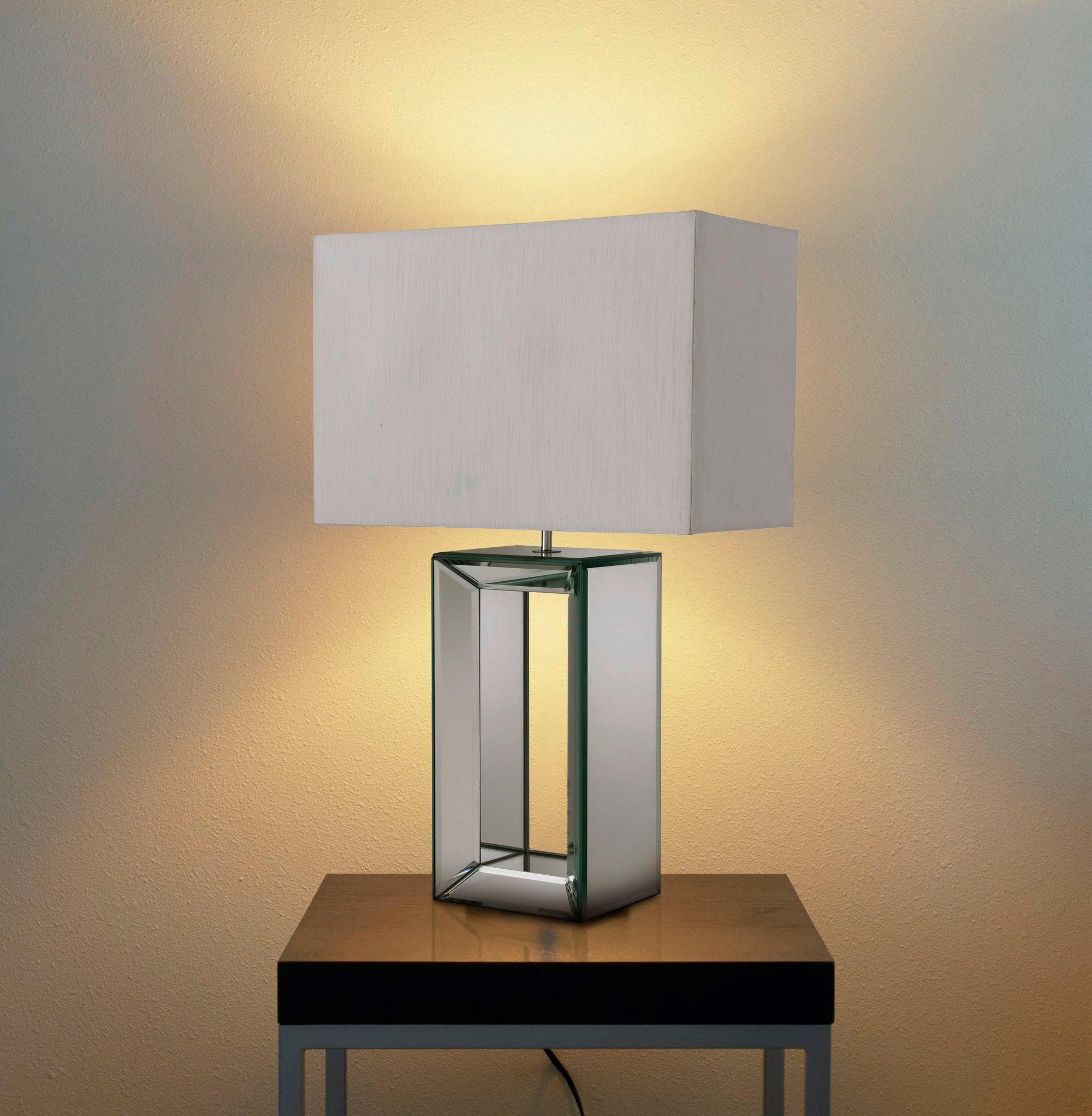 SVJETILJKA STOLNA Mirror  - bijela, Design, staklo/tekstil (38/25/58cm)