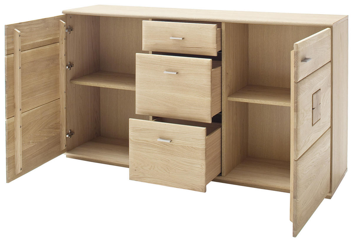 SIDEBOARD 165/92/44 cm  in Eichefarben  - Eichefarben/Nickelfarben, Design, Holz/Holzwerkstoff (165/92/44cm) - Livetastic
