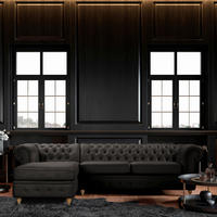 ECKSOFA Mikrofaser Anthrazit  - Anthrazit/Braun, Design, Holz/Textil (182/284cm) - P & B