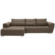 ECKSOFA in Webstoff Braun, Grau  - Silberfarben/Braun, Design, Kunststoff/Textil (218/304cm) - Carryhome