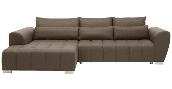 ECKSOFA in Webstoff Braun, Grau  - Silberfarben/Braun, Design, Kunststoff/Textil (218/304cm) - Carryhome