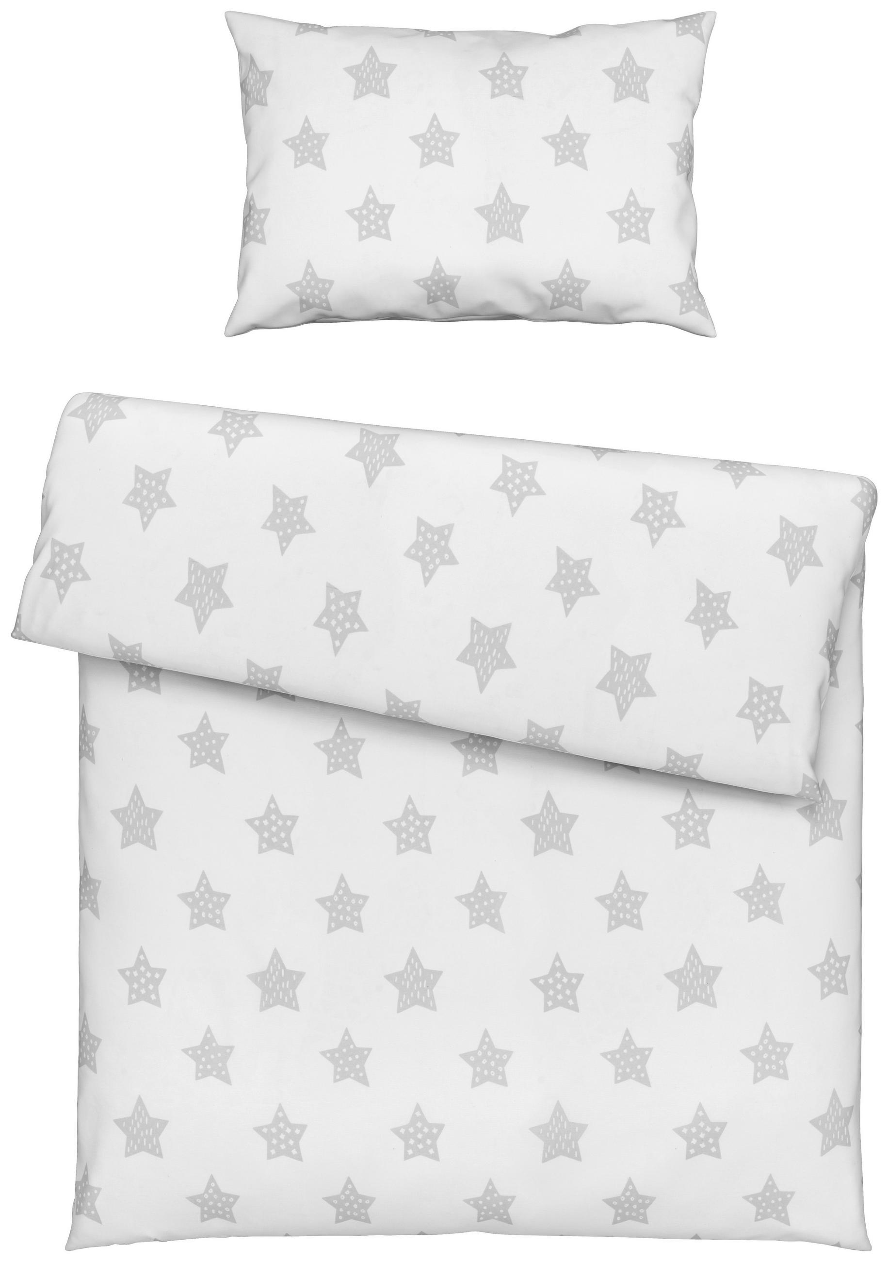 BABYBETTWÄSCHE STERNE Webstoff 100/135 cm  - Weiß/Grau, Basics, Textil (100/135cm) - My Baby Lou