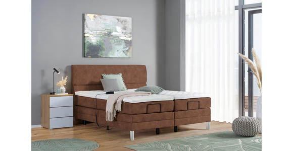 BOXSPRINGBETT 180/200 cm  in Cognac  - Chromfarben/Cognac, KONVENTIONELL, Kunststoff/Textil (180/200cm) - Voleo