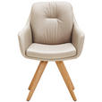 ARMLEHNSTUHL  in Echtleder pigmentiert  - Wildeiche/Beige, Design, Leder/Holz (62/90/65cm) - Waldwelt