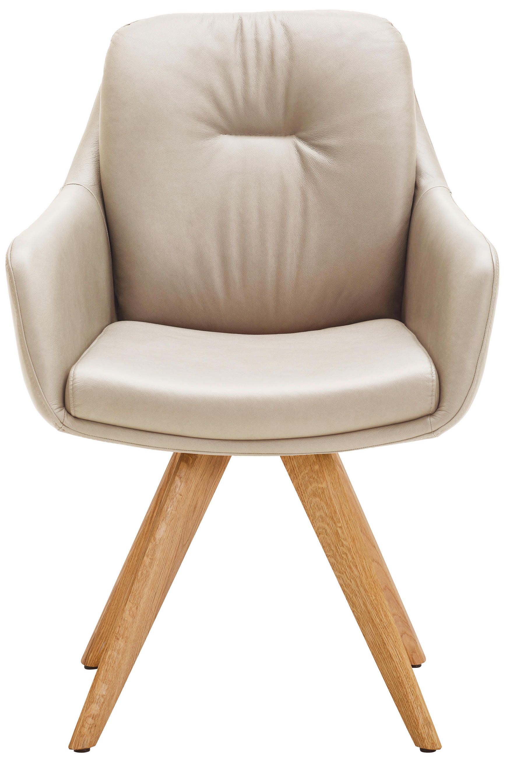 ARMLEHNSTUHL in Holz, Leder Beige, Wildeiche  - Wildeiche/Beige, Design, Leder/Holz (62/90/65cm) - Waldwelt