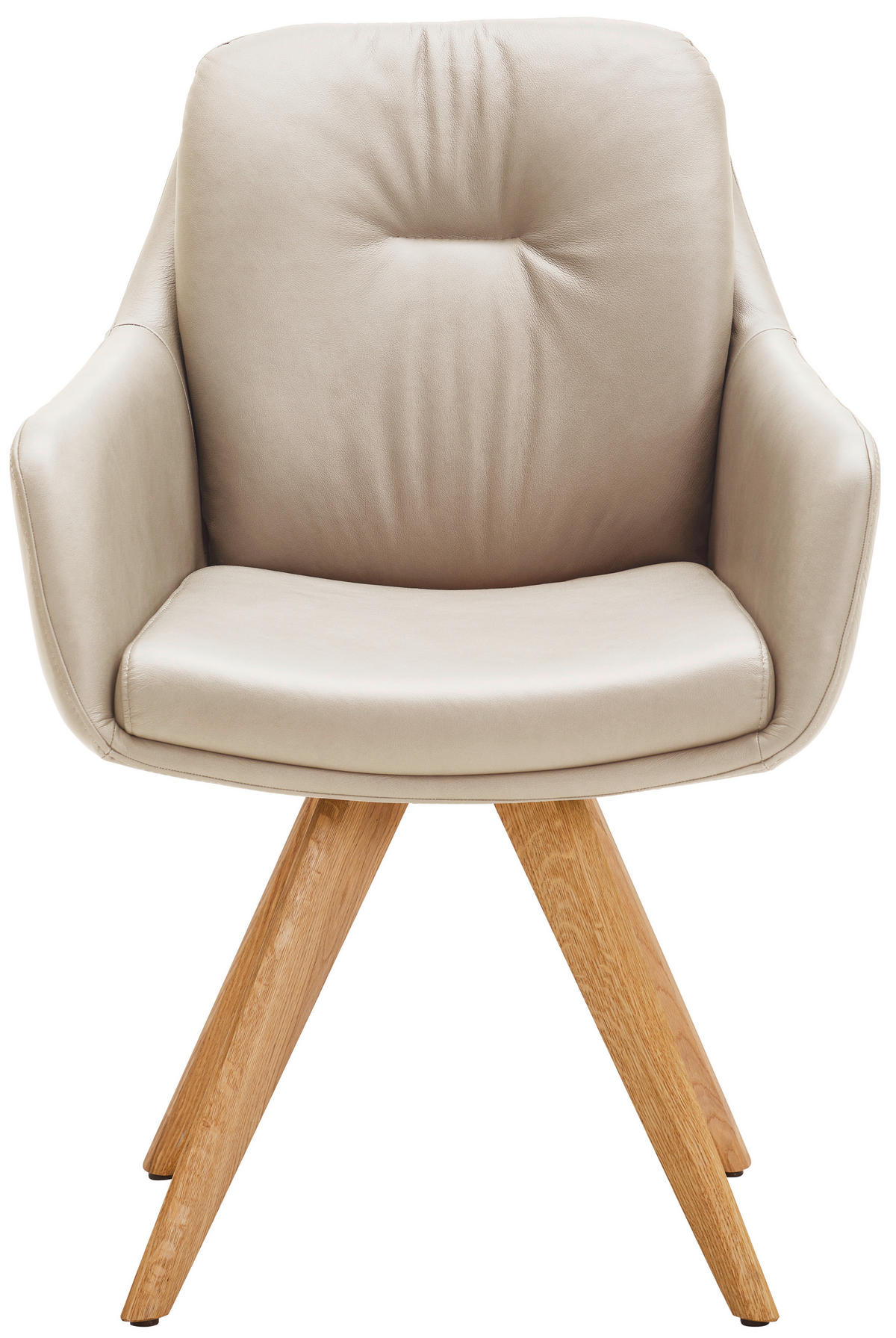 ARMLEHNSTUHL in Holz, Leder Beige, Wildeiche  - Wildeiche/Beige, Design, Leder/Holz (62/90/65cm) - Waldwelt