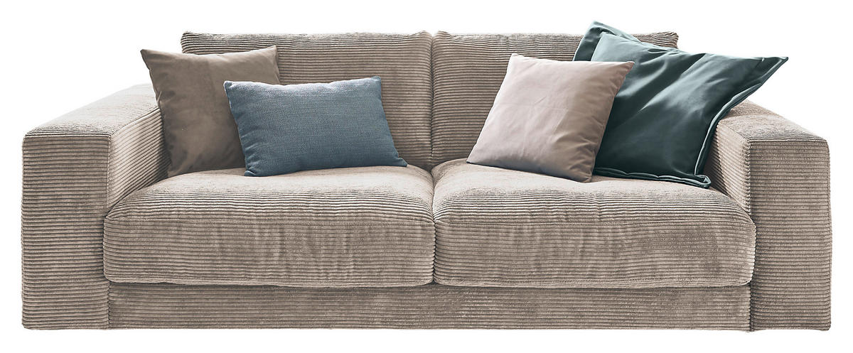 2-SITZER-SOFA Cord Taupe  - Taupe/Schwarz, Design, Kunststoff/Textil (230/85/127cm) - Hom`in