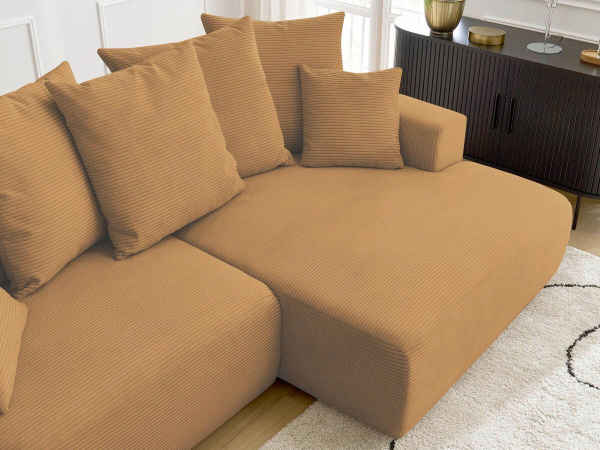 ECKSOFA Ottomane rechts  ATILLA Gelb Cord  - Gelb/Schwarz, MODERN, Kunststoff/Textil (244/149cm)