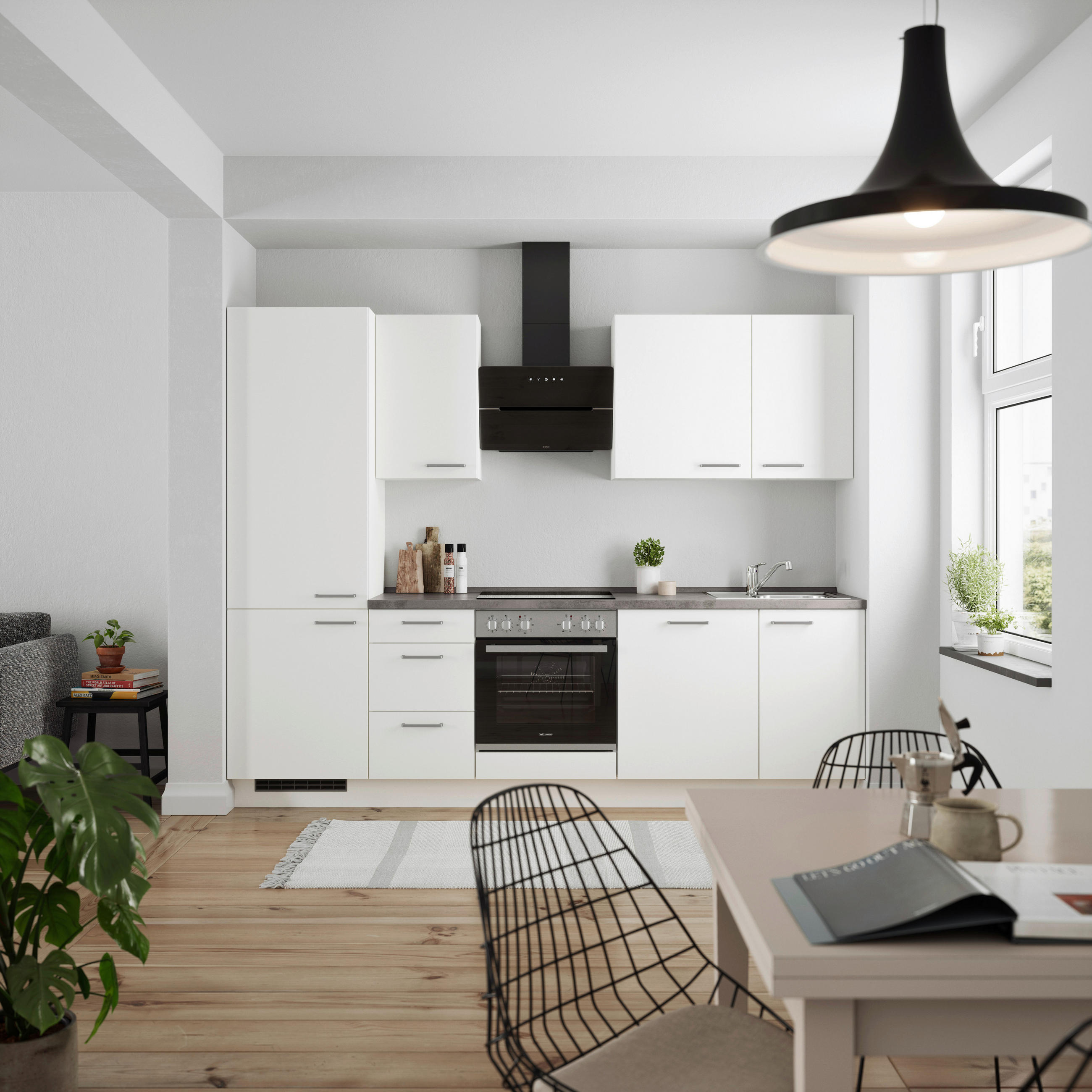 KÜCHENLEERBLOCK 270 cm   Grau, Weiss  - Weiss/Edelstahlfarben, Modern, Holzwerkstoff/Metall (270cm) - Nobilia