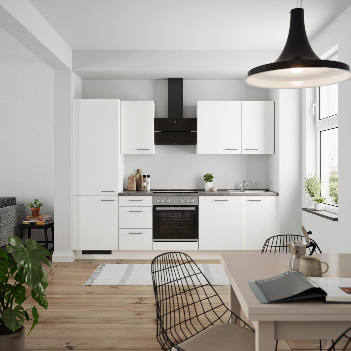 KÜCHENLEERBLOCK 270 cm   Grau, Weiss  - Weiss/Edelstahlfarben, Modern, Holzwerkstoff/Metall (270cm) - Nobilia