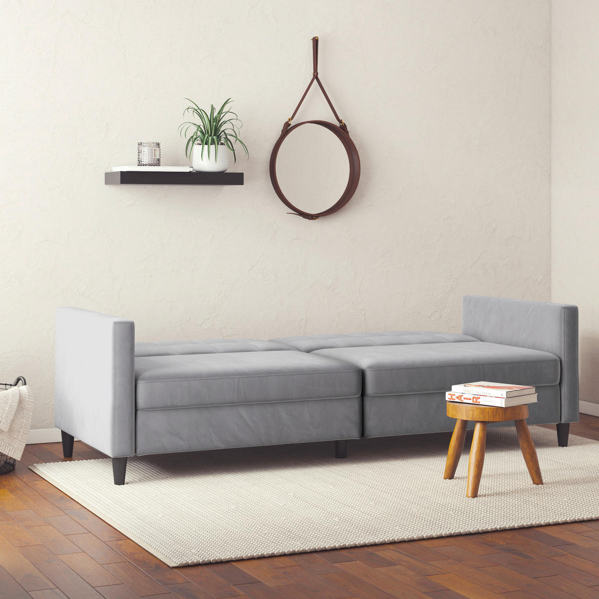 SCHLAFSOFA HANNOVER in Samt Grau Vintage, Skandinavisch, Modern  - Schwarz/Grau, Basics, Kunststoff/Textil (203/82/83cm) - Livetastic