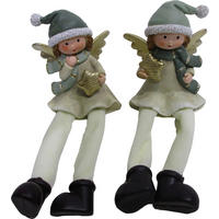 OKRASNA FIGURA OTROKA - zlate barve/zelena, Trendi, umetna masa/tekstil (6,5/8,5/5,5cm) - X-Mas