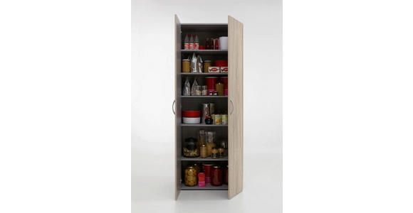 SCHRANK in Eichefarben - Eichefarben/Alufarben, KONVENTIONELL, Holzwerkstoff/Kunststoff (70/185/40cm) - Xora
