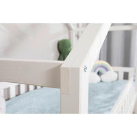 HAUSBETT Absturzsicherung, Matratze, Rollrost, Bettkasten 140/200 cm  - Weiß/Naturfarben, MODERN, Holz/Textil (140/200cm) - MID.YOU