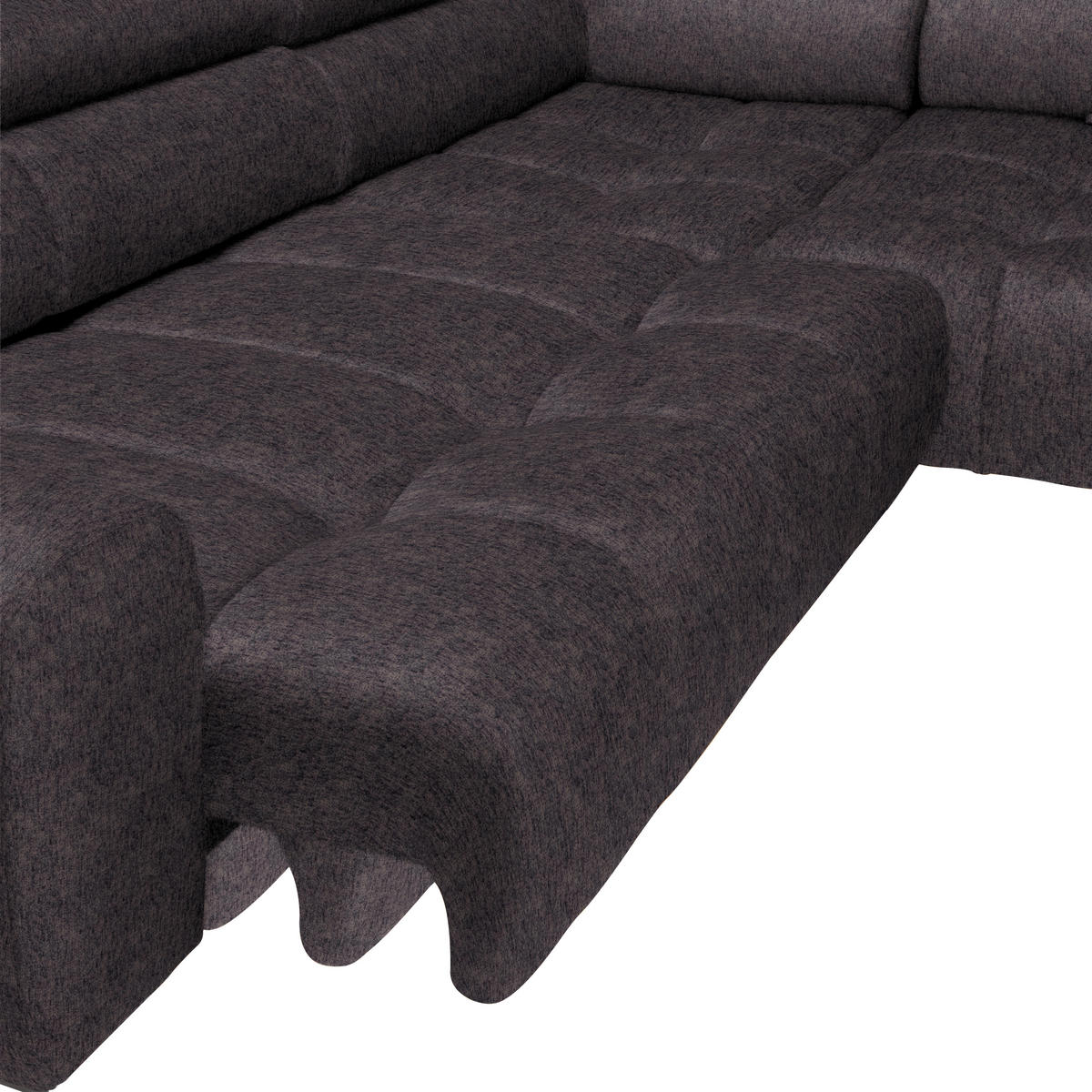 ECKSOFA in Samt, Webstoff Anthrazit  - Anthrazit/Schwarz, Design, Textil/Metall (270/177cm) - Welnova