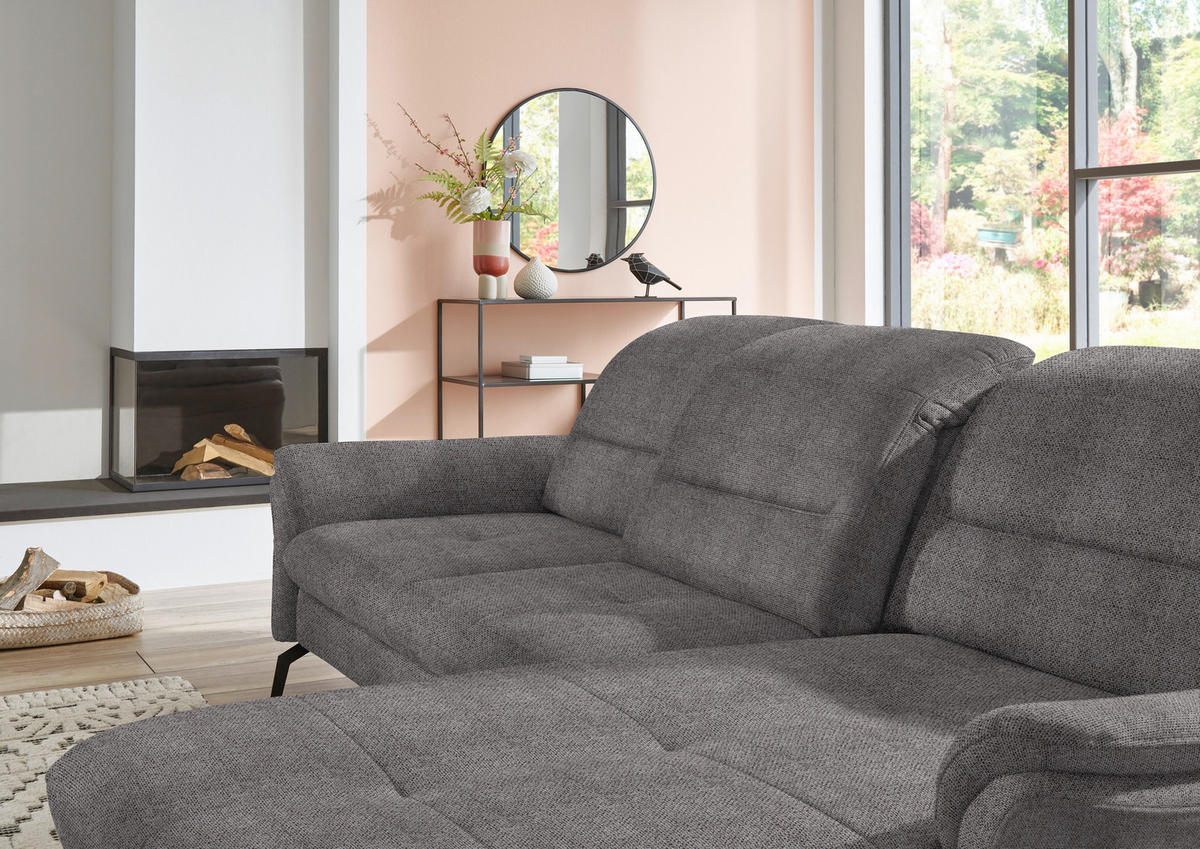 ECKSOFA in Flachgewebe Dunkelbraun  260/181 cm  - Dunkelbraun/Schwarz, KONVENTIONELL, Textil/Metall (260/181cm) - Beldomo Speed