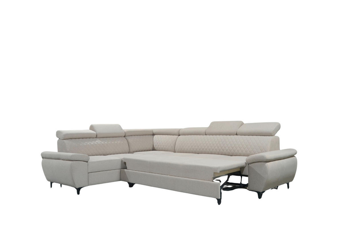 GARNITURA ZA DNEVNU SOBU bež  - tamnosiva/bež, Moderno, drvo/tekstil (311/248cm) - Hom`in