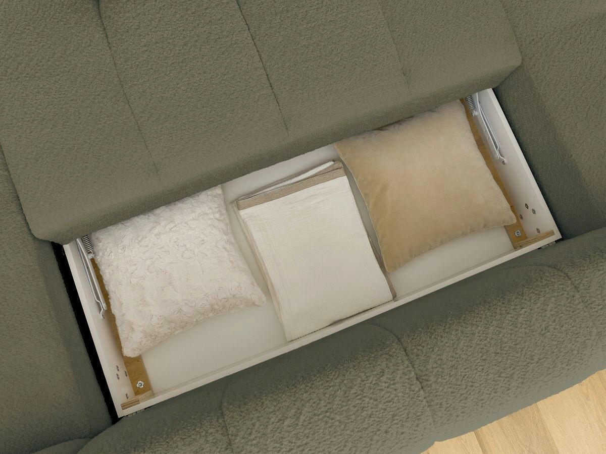 WOHNLANDSCHAFT  FUJI  Grün Bouclé  - Schwarz/Grün, MODERN, Kunststoff/Textil (204/377/160cm)