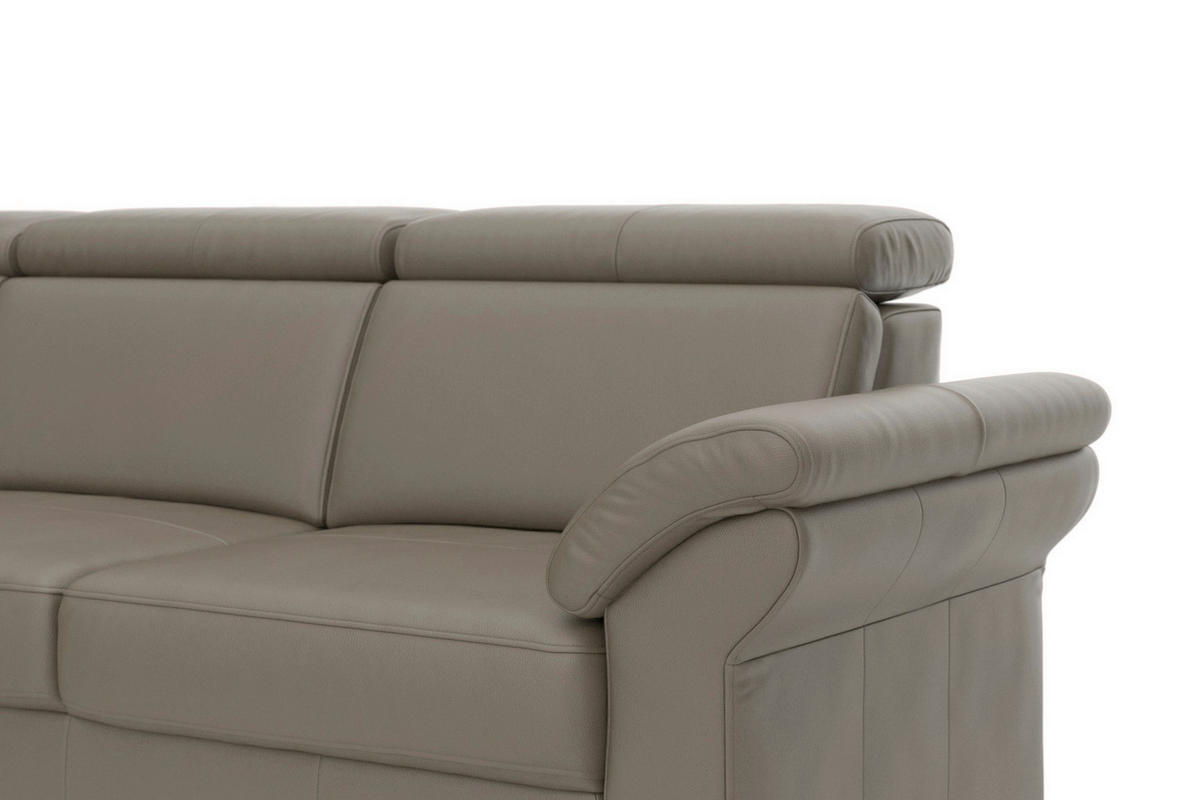 ECKSOFA 194/245 cm ARNGAST E in Echtleder Grau Kopfteilverstellung  194/245 cm  - Chromfarben/Grau, Basics, Leder/Textil (194/245cm) - Sit & More