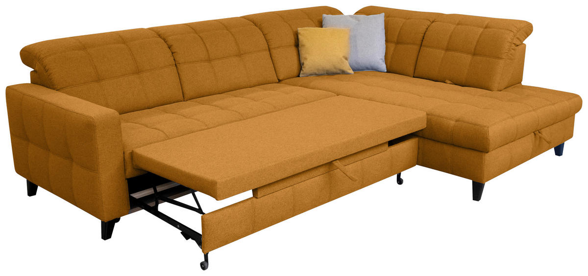 SAROKKANAPÉ textil sárga  - sárga/fekete, Design, textil/fa (297/216cm) - Xora