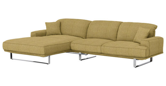 ECKSOFA in Webstoff Gelb  - Gelb, Design, Textil/Metall (184/304cm) - Dieter Knoll