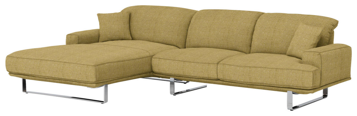 ECKSOFA in Webstoff Gelb  - Gelb, Design, Textil/Metall (184/304cm) - Dieter Knoll